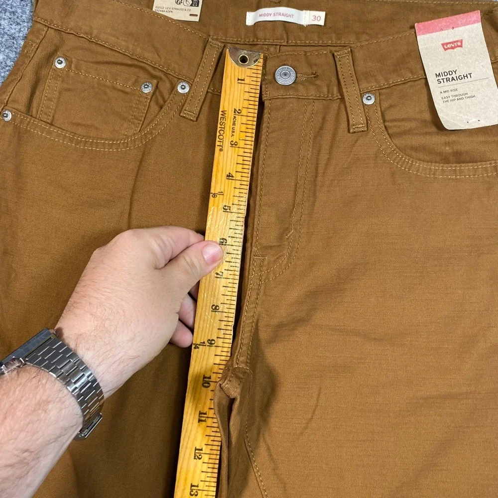 Levis Middy Straight Pants Mens 30x30 Brown Tobacco Mid Rise A46900384 NEW